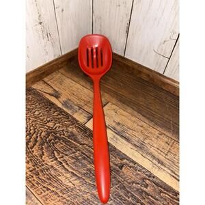 Vintage Rosti Danish Design Melamine Slotted Serving Spoon 2832 Red Used